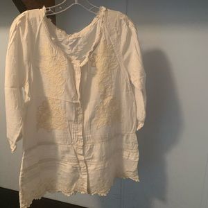 White, Long sleeve, see through, Button up shirt